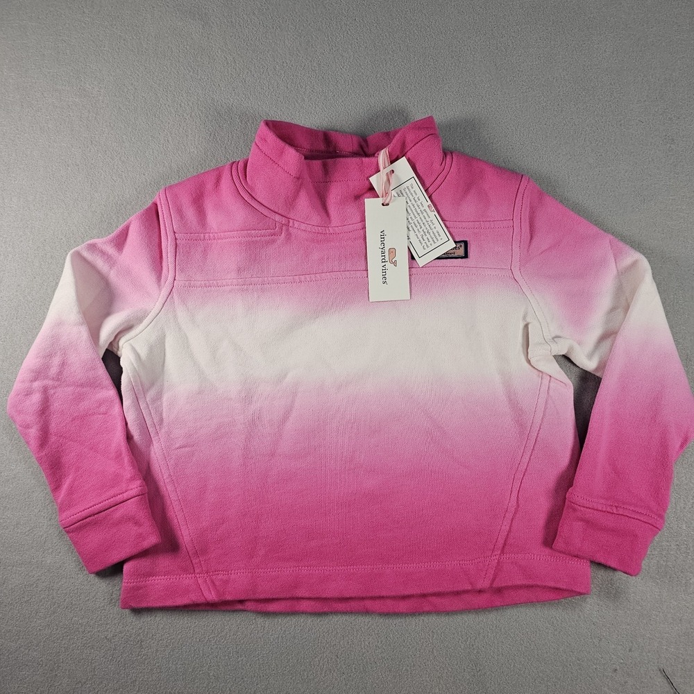 Vineyard Vines Girls Dip Dye Surfshep Sweatshirt XS 5-6 Pink NWT